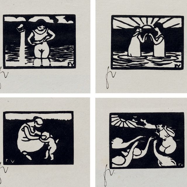 Felix Vallotton — Одна из лучших работ в серии "Маленькие безымянные девочки", 1893 (VI: Филе в сорочке, VII: Вдвоем на солнце, IX: Безымянная девочка в образе красавицы, X: Безымянная девочка с лебедями)