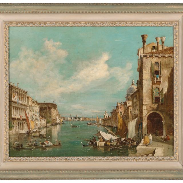 Francesco Guardi — Гранд-канал в Венеции, вид на восток с Кампо-ди-Сан-Вио, угол Палаццо и купол Санта-Мария-делла-Салюте за ним.