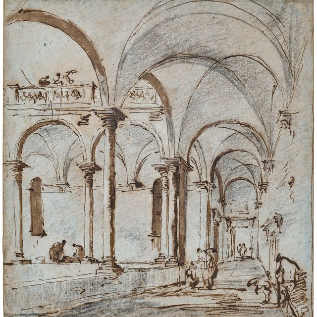 Francesco Guardi — Сводчатый внутренний двор с фигурами