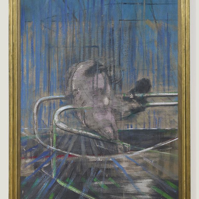 Francis Bacon — Без названия (Обнаженный, сидящий на корточках на перилах)