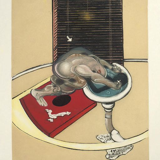 Francis Bacon — Фигурка у раковины из "Реквиема по завершению времен"