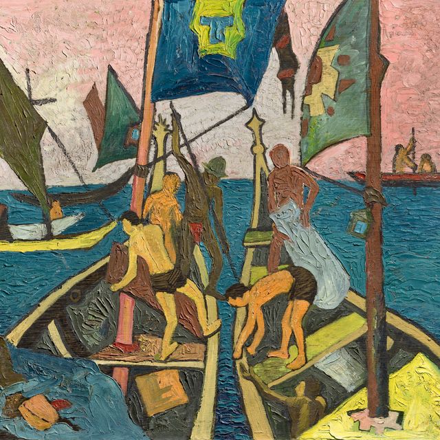 Francis Newton Souza — Люди в лодках