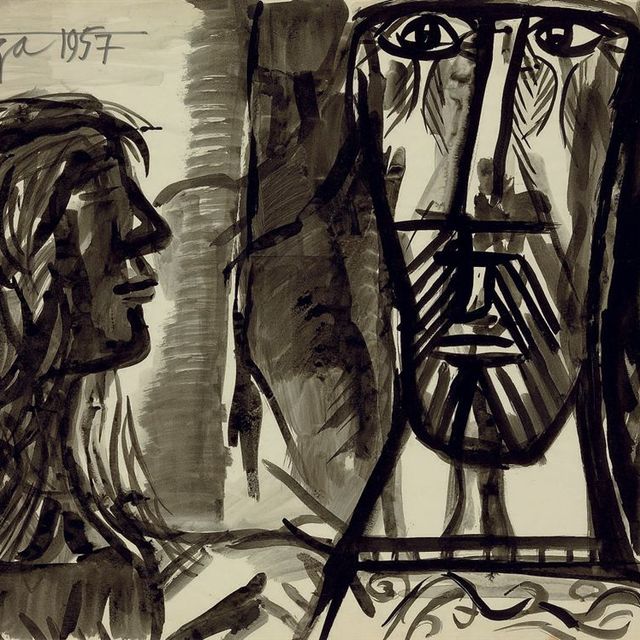 Francis Newton Souza — Без названия (монохромные рисунки)