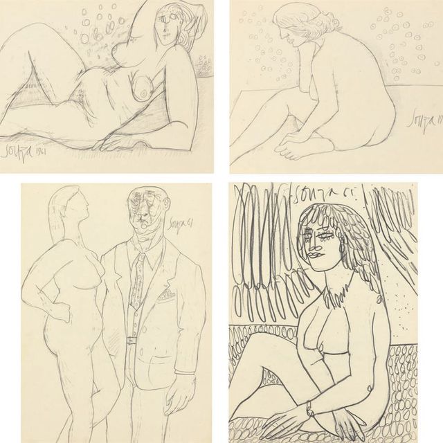 Francis Newton Souza — Альбом для рисования, 1961 (14 рисунков)