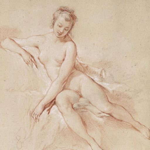 François Boucher — Обнаженная сидящая женщина