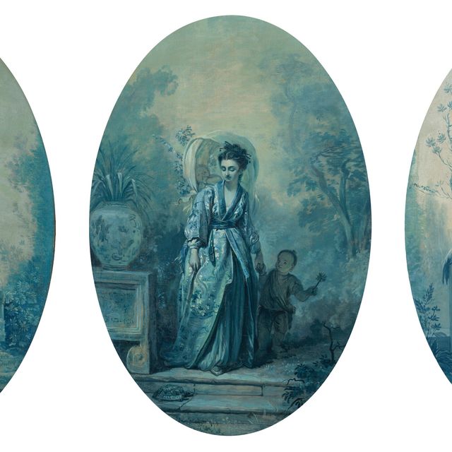 François Boucher — Набор из трех фантазийных монохромных шинуазри