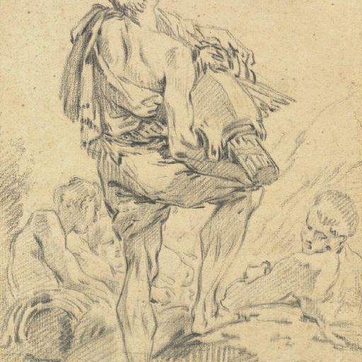François Boucher — Мужчина-римлянин с фасциями и оружием, видимый сзади