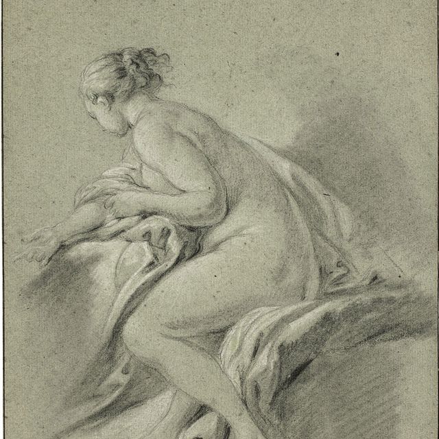 François Boucher — Обнаженная сидящая женщина, склонившаяся влево