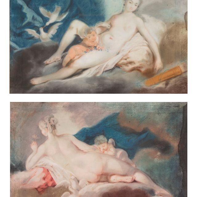 François Boucher — Новая женщина с двумя возлюбленными и Купидоном ; и новая женщина, которая всегда рядом.