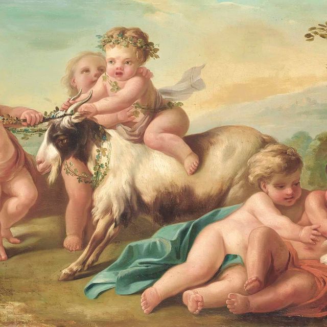 François Boucher — Путти резвится с козой