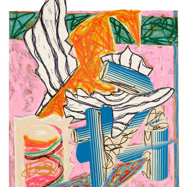 Frank Stella — И Святой, Да будет Он Благословен, пришел и поразил Ангела Смерти, как на иллюстрациях к книге Эль Лисицкого "Гадья".