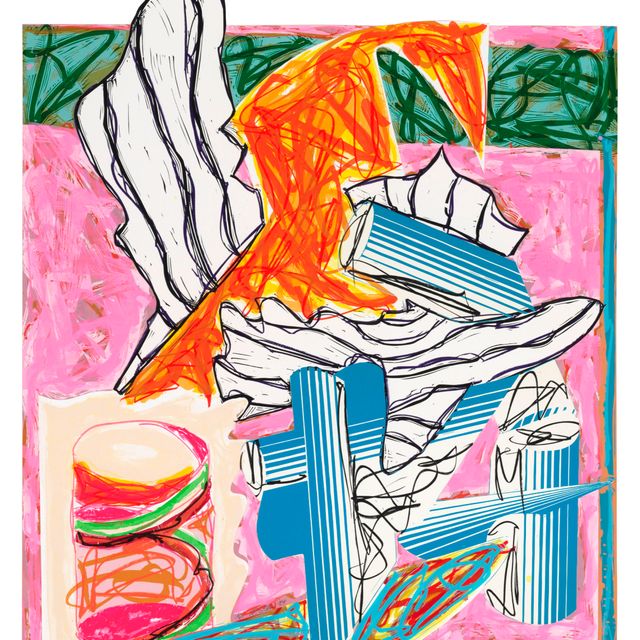 Frank Stella — И Святой, Да будет Он Благословен, пришел и поразил Ангела Смерти, как на иллюстрациях к книге Эль Лисицкого "Гадья".