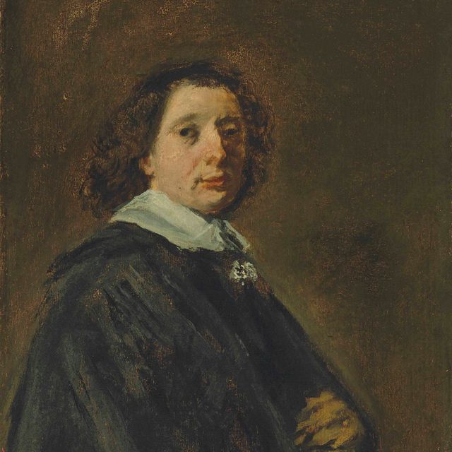 Frans Hals — Портрет мужчины в полный рост, в черном плаще с белым воротничком