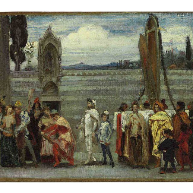 Frederic Leighton — Цветной эскиз к картине "Знаменитую Мадонну Чимабуэ несут в процессии по улицам Флоренции".