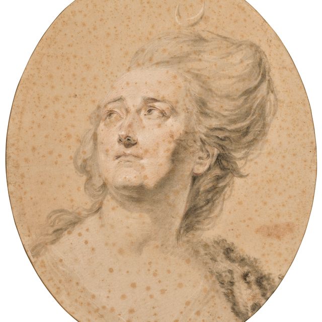 French School — Портрет на бюсте актрисы Пьеретты Элен Пине (1740-1782), мадемуазель д'Эпине и Дианы