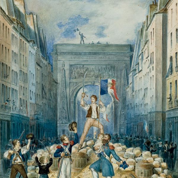 French School — Революция 1830 года у ворот Сен-Дени в Париже