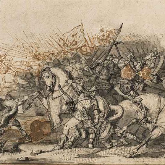French School — Битва при Грансоне, 3 марта 1476 года; и битва при Лопене, 21 июля 1339 года