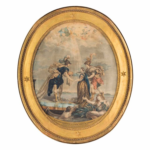 French School — Аллегория императрицы Марии-Луизы Австрийской, королевы Франции (1814-1847), представленная Австрией и принимаемая Францией