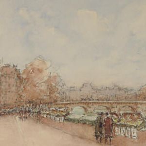 French School — Вид на Новый мост в Париже; и две сопутствующие работы