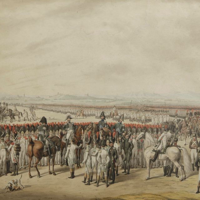 French School — Эжен де Богарне (1781-1824) осматривает ряды гренадеров Императорской гвардии