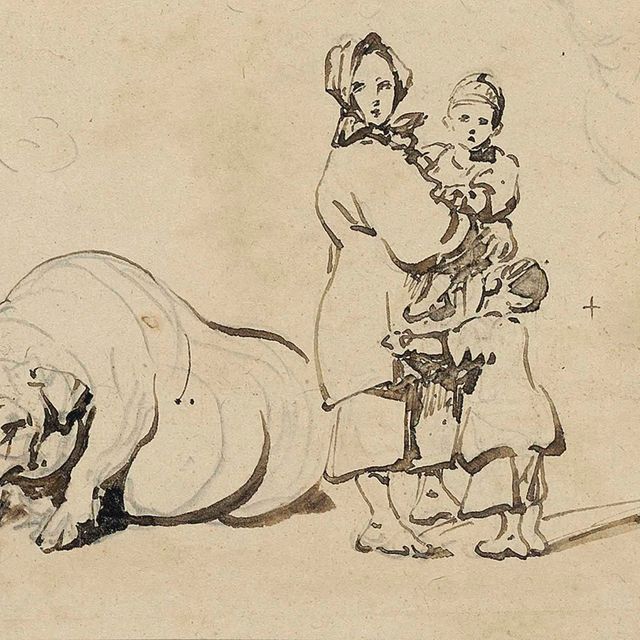 George Chinnery — Китаянка и дети с двумя свиньями