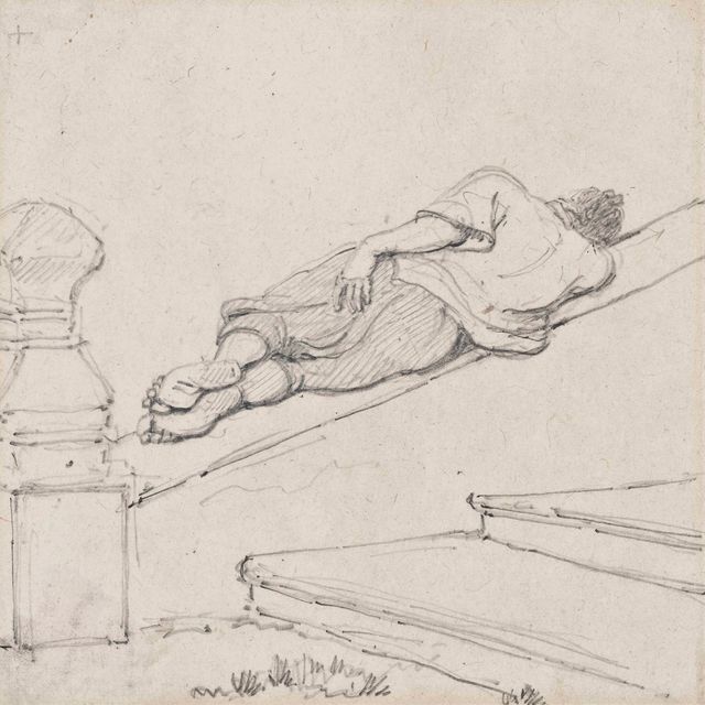 George Chinnery — Кули спит на ступеньках, Макао