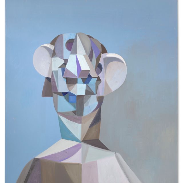 George Condo — Портретная композиция в голубых и серых тонах