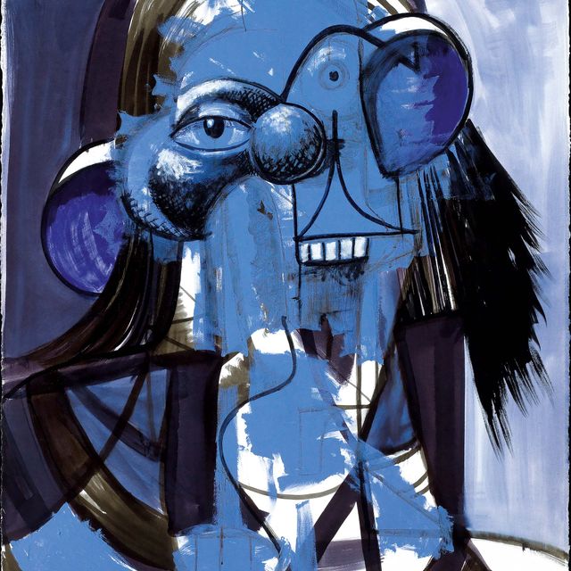 George Condo — Синяя портретная композиция