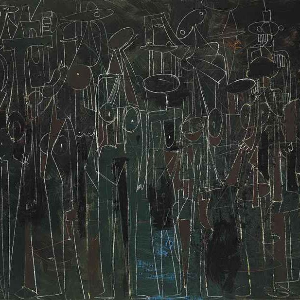 George Condo — Черные стоящие фигуры