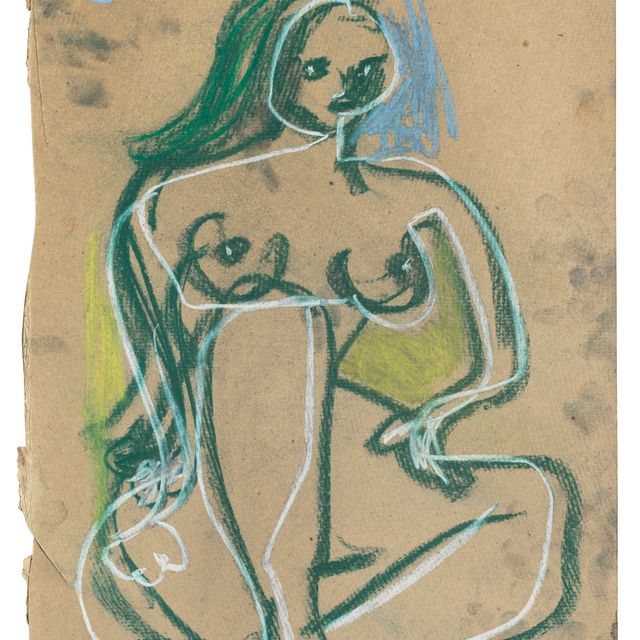 George Condo — Сидящий обнаженный