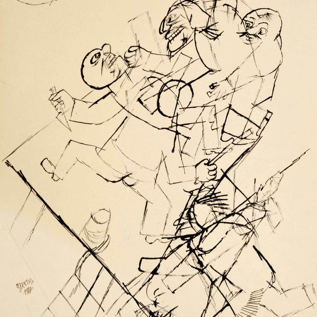 George Grosz — Борьба за платформу фон Хуттера в блокпосту Дикой природы, под прикрытием первого крига Джеймса Фенимора Купера