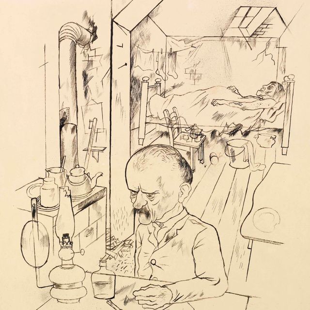 George Grosz — Доллар, равный 300, II ( справа ); Изображение того, как люди управляют автомобилем ( сзади )