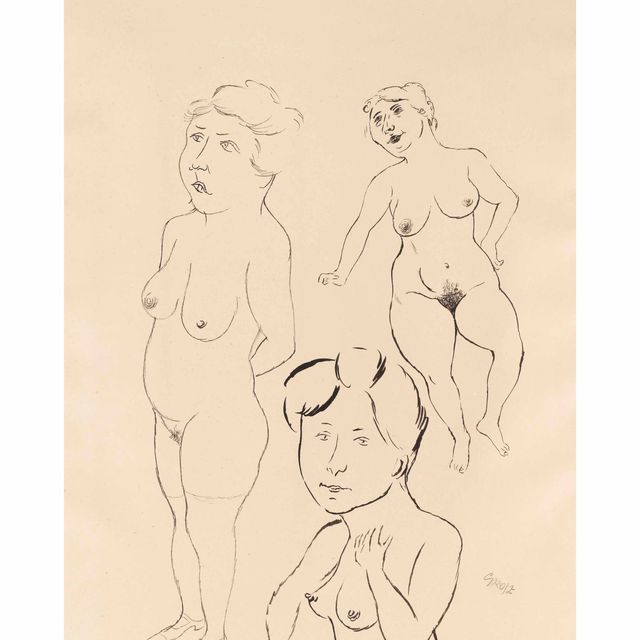 George Grosz — Начбарс Ленхен (справа) ; Стехенде Фрауенакт (сзади)