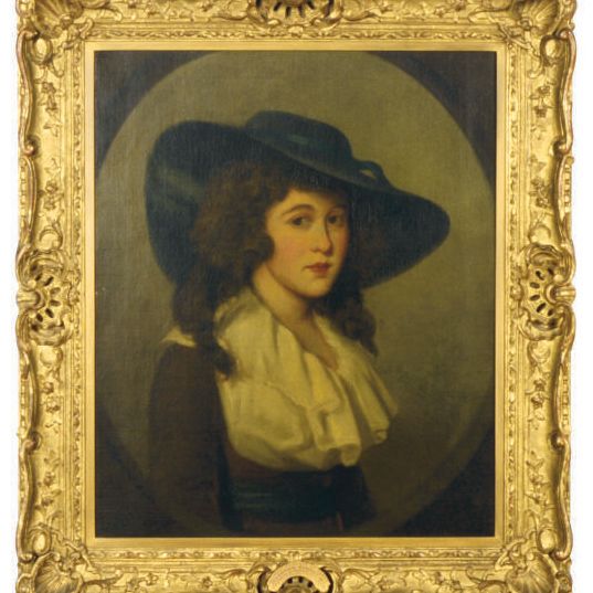 George Romney — Портрет леди, традиционно именуемой Милдред, графиней Дерби, в раскрашенном овале