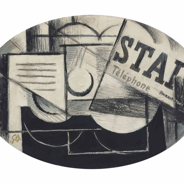 Georges Braque — Гитара и журнал: СТАЛЬ ( прямая ); Женщина на мандолине ( оборотная сторона )