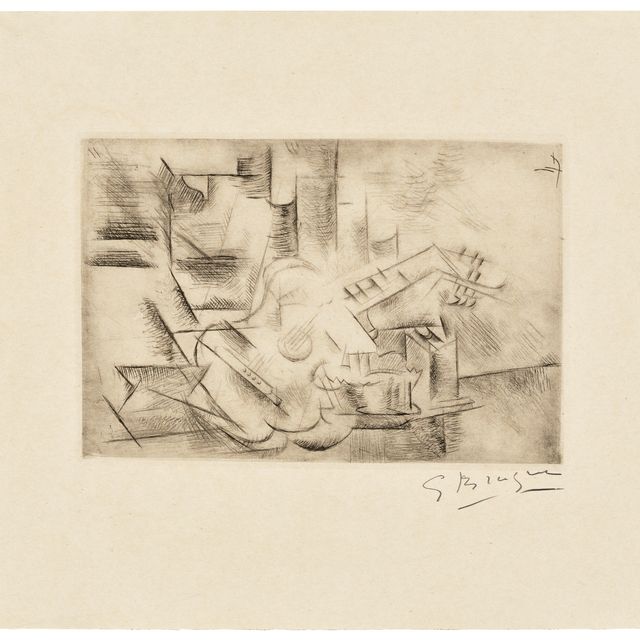 Georges Braque — Миниатюрная кубистическая гитара (гитара за одним столом)