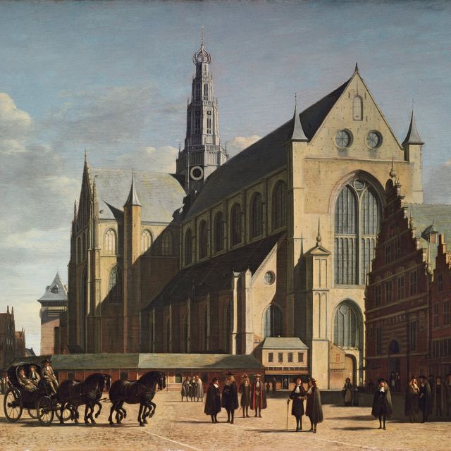 Gerrit Adriaensz Berckheyde — Гроте-Маркт, Харлем, обращенный на юго-восток, с собором Святого Бавона