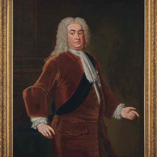 Gibson — Портрет сэра Роберта Уолпола, 1-го графа Орфорда (1676-1745), в полный рост, со звездой и лентой ордена Подвязки