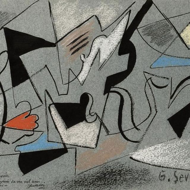 Gino Severini — Природа смерти со скрипкой и кофейней