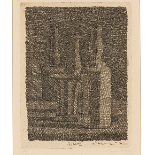 Giorgio Morandi — Природа морта в вазетто и тре боттилье