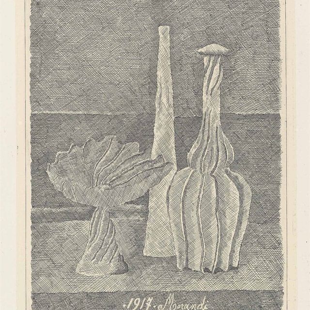 Giorgio Morandi — Природа морта в компостере, боттилья лунга и боттилья скан-меллата