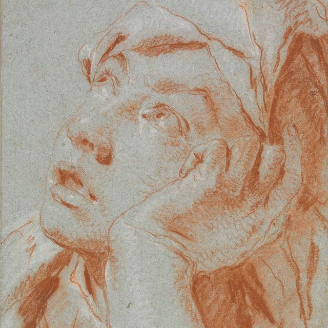 Giovanni Battista Tiepolo — Голова мальчика в кепке, смотрящего влево, левая рука прижата к щеке