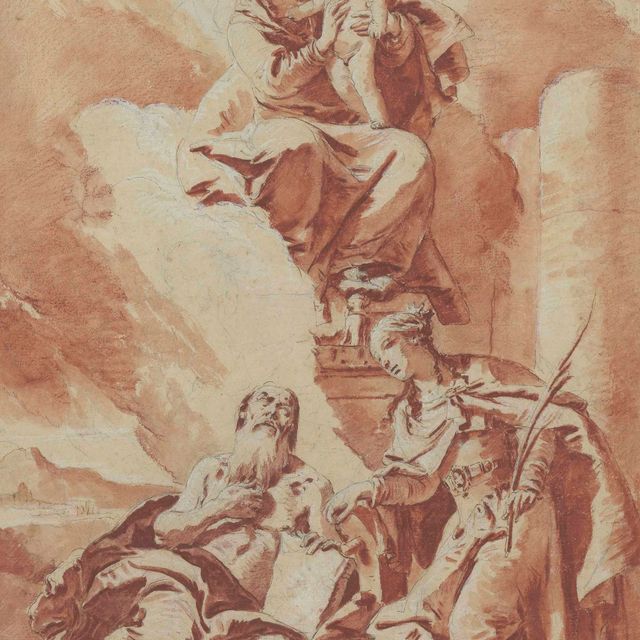 Giovanni Battista Tiepolo — Мадонна с Младенцем, почитаемая святыми Иеронимом и Екатериной Александрийскими