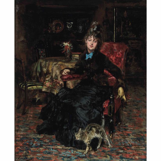 Giovanni Boldini — Синьора седута с гатто