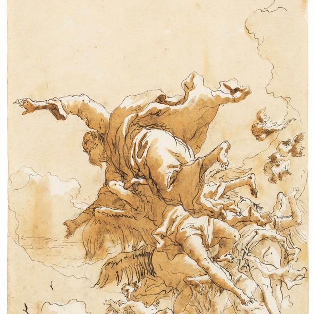 Giovanni Domenico Tiepolo — Бог-Отец в облаках, поддерживаемый ангелами
