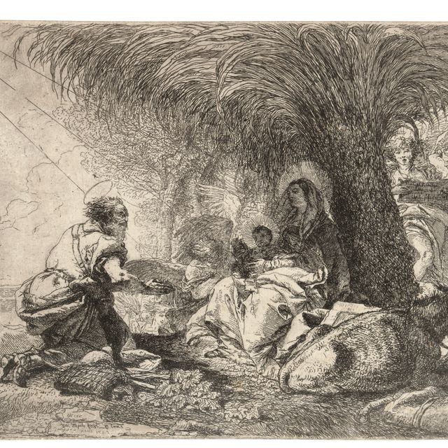 Giovanni Domenico Tiepolo — Иосиф, поклоняющийся младенцу под пение двух ангелов, из фильма "Бегство в Египет"