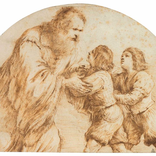 Giovanni Francesco Barbieri — Бородатый старик, приветствующий двух мальчиков