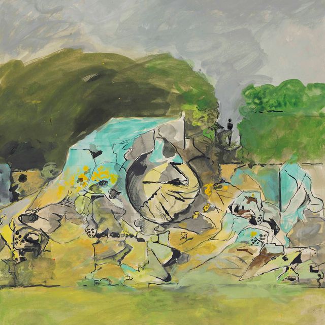 Graham Sutherland — Этюд, Пейзаж со скалами и фигурой