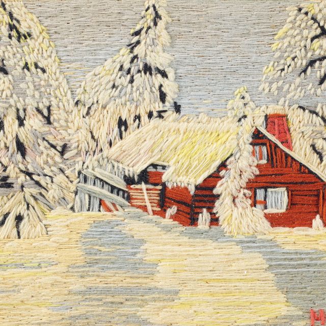 Grandma Moses — Зимняя сцена с домом