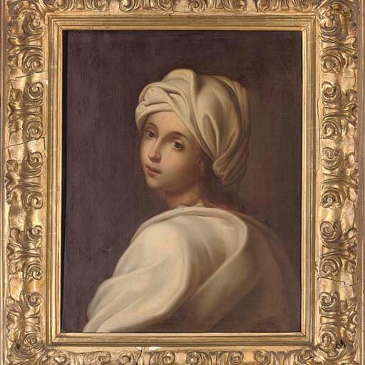 Guido Reni — Портрет девушки, предположительно Беатрис Ченчи, во весь рост, в белом головном уборе